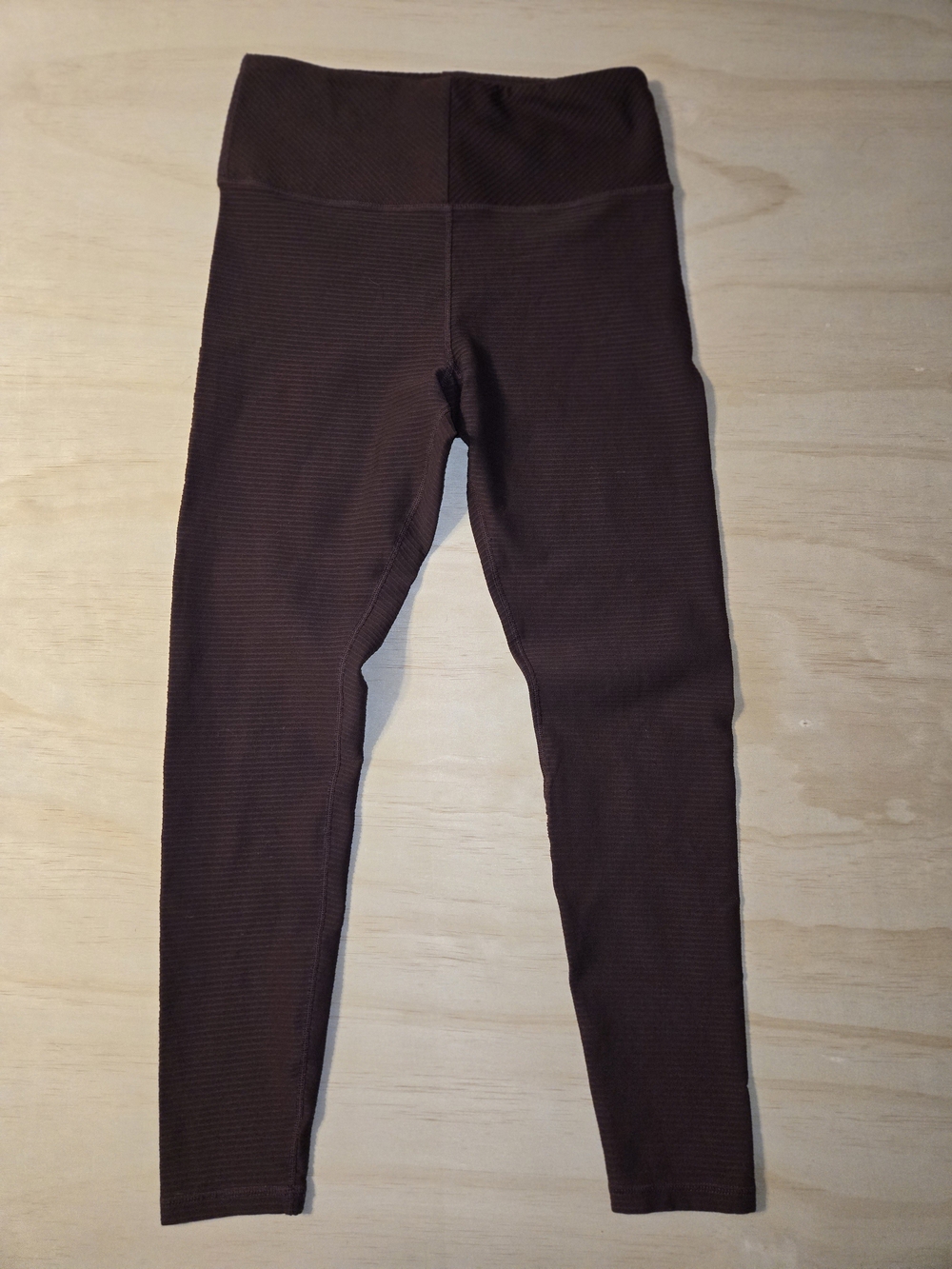Glyder Charge High-Waisted Ribbed Leggings - Plum Brown - Size Medium